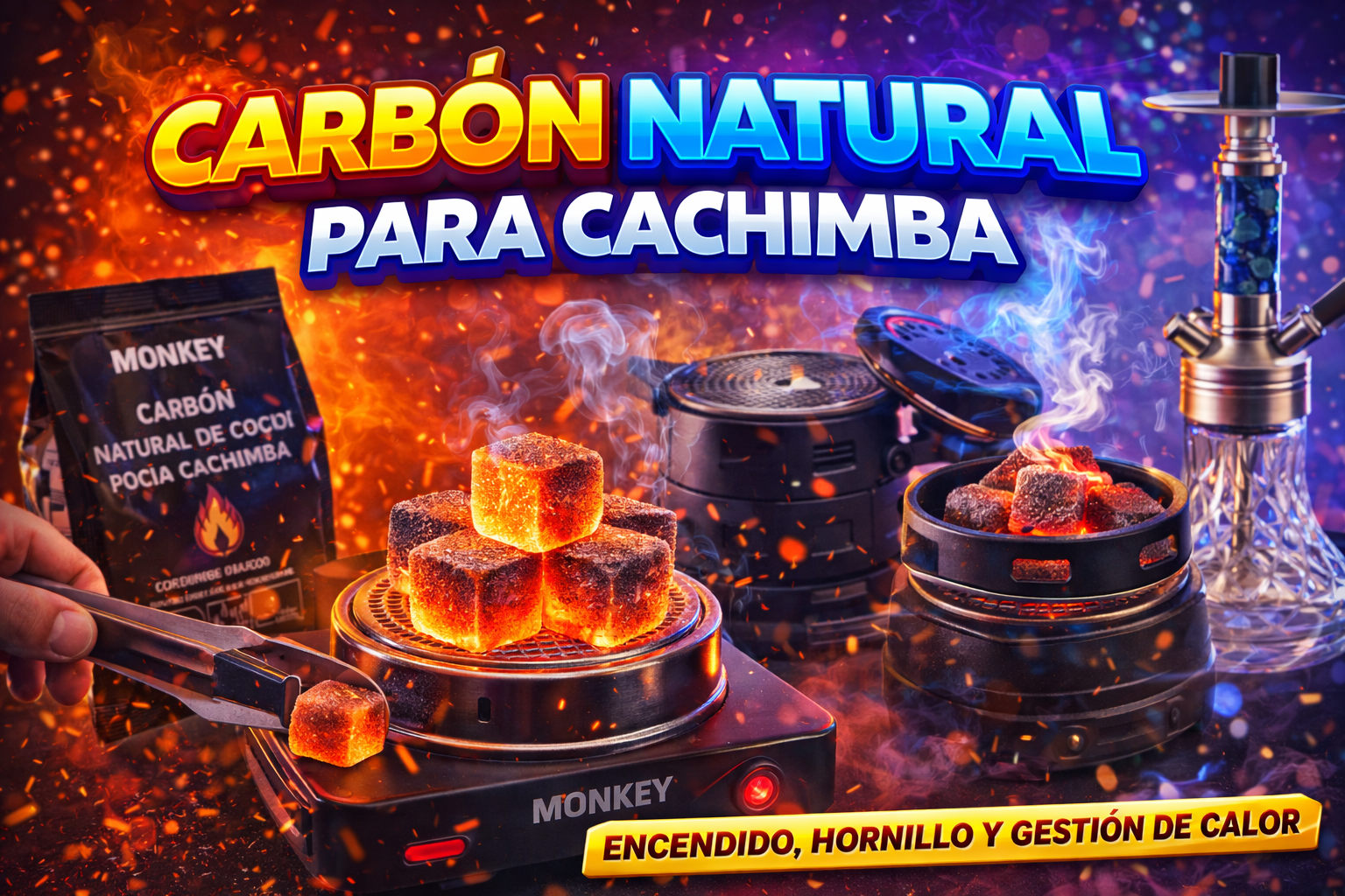 Carbón natural para cachimba: guía completa de encendido, hornillo y gestión de calor
