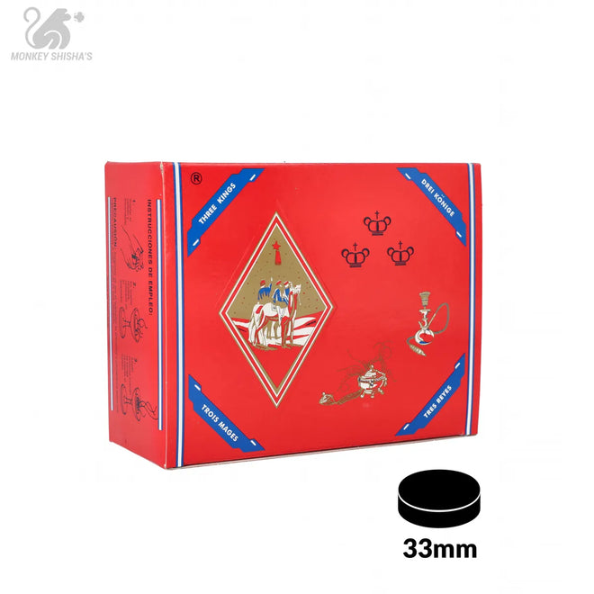 CAJA CARBÓN AUTOENCENDIDO THREE KINGS 33mm - Monkey Shisha's