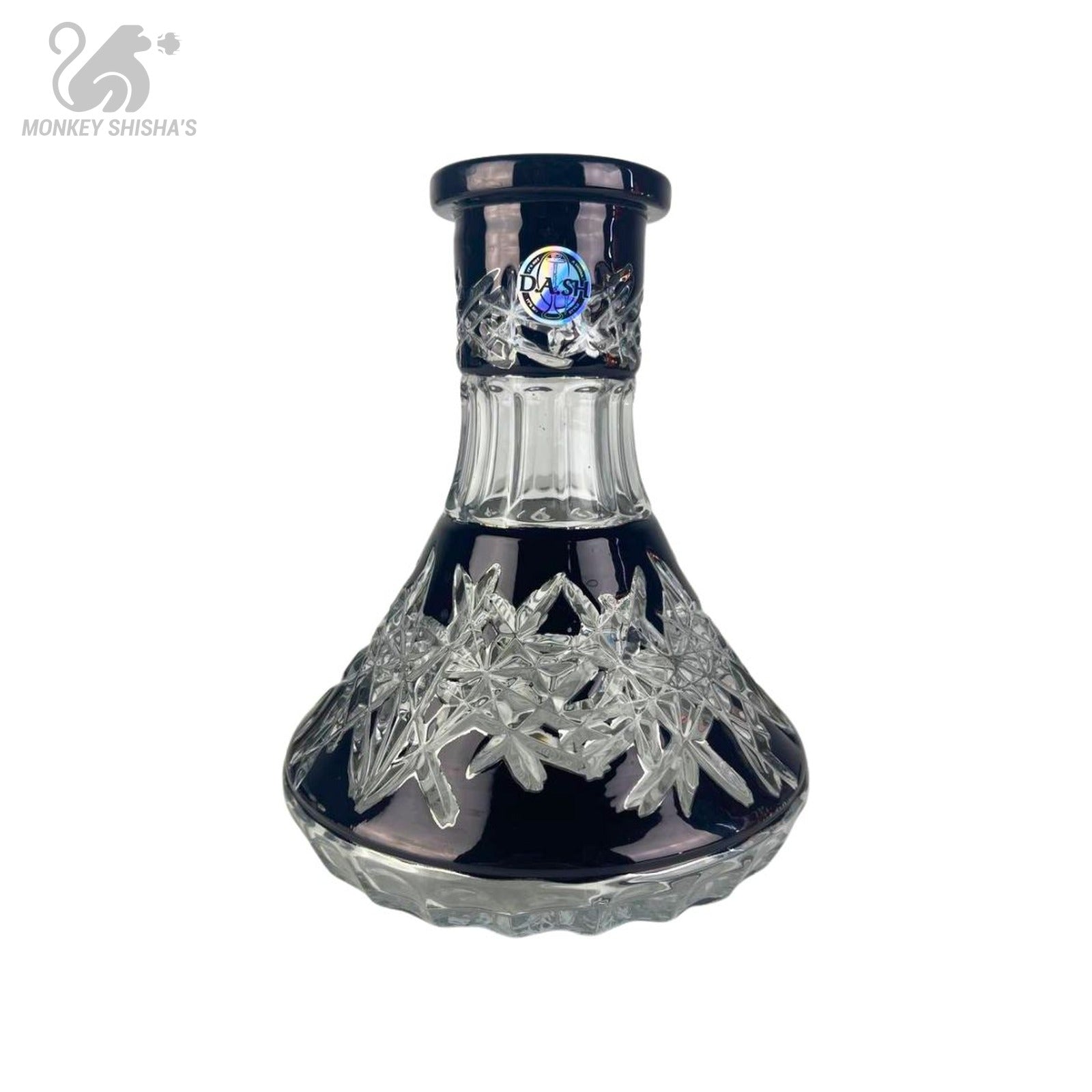 Base Dash Sharp Mini negra de cristal tallado - Monkey Shisha's