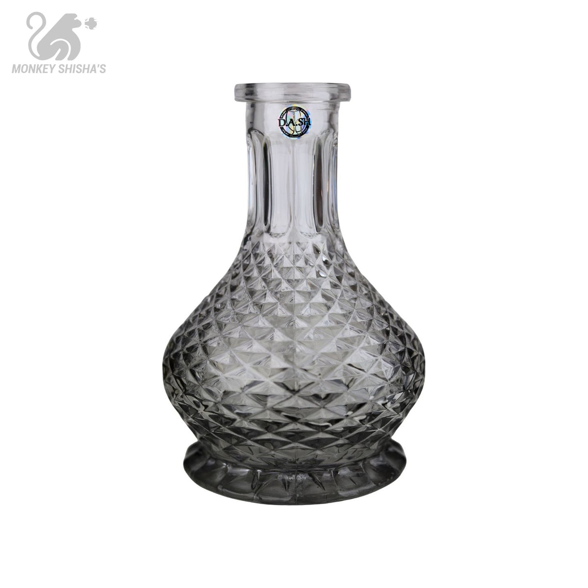 Base Dash Vertex Degraded con degradado de transparente a gris ahumado y tallado en punta de diamante - Monkey Shisha's