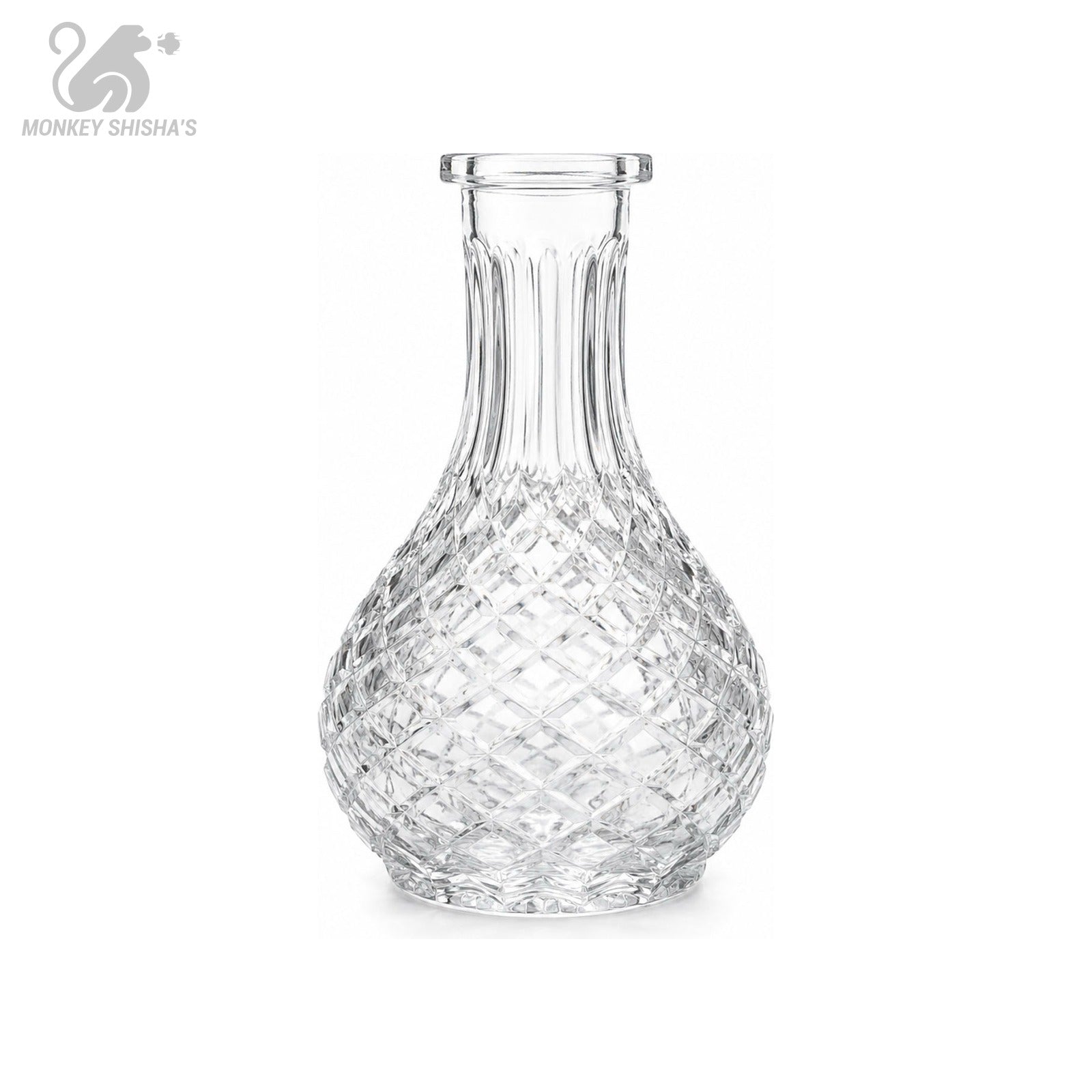 Base rusa FS22 Transparent Tilled de cristal con tallado de rombos en diamante - Monkey Shisha's
