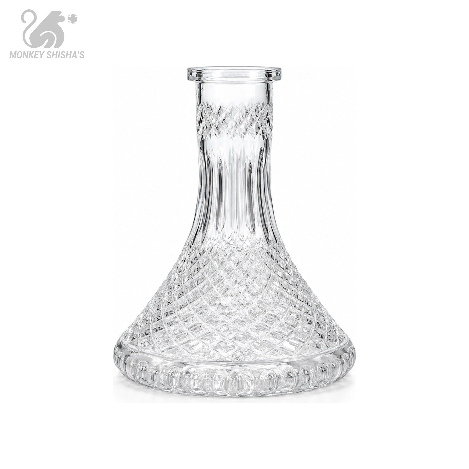Base rusa FS23 Transparent Tilled en forma de gota con tallado de rombos - Monkey Shisha's