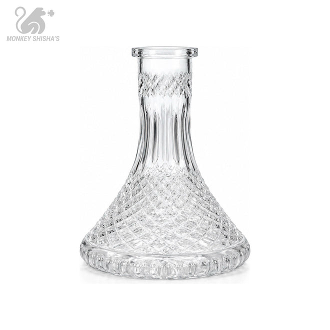 Base rusa FS23 Transparent Tilled en forma de gota con tallado de rombos - Monkey Shisha's