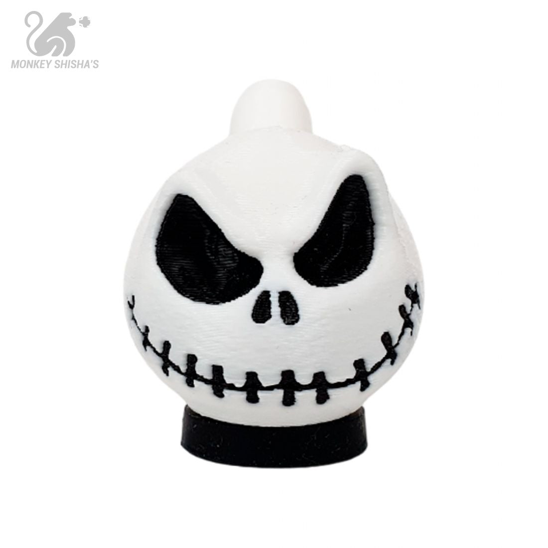 Boquilla 3D HC Halloween Jack, calavera blanca con sonrisa cosida - Monkey Shisha's