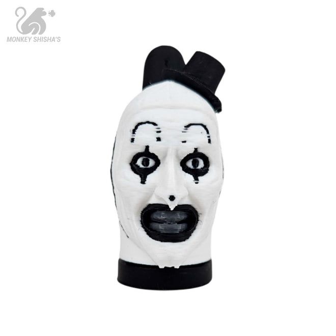 Boquilla 3D HC Halloween Jester: cara de payaso en blanco y negro con chistera ladeada y ojos y boca muy marcados - Monkey Shisha's