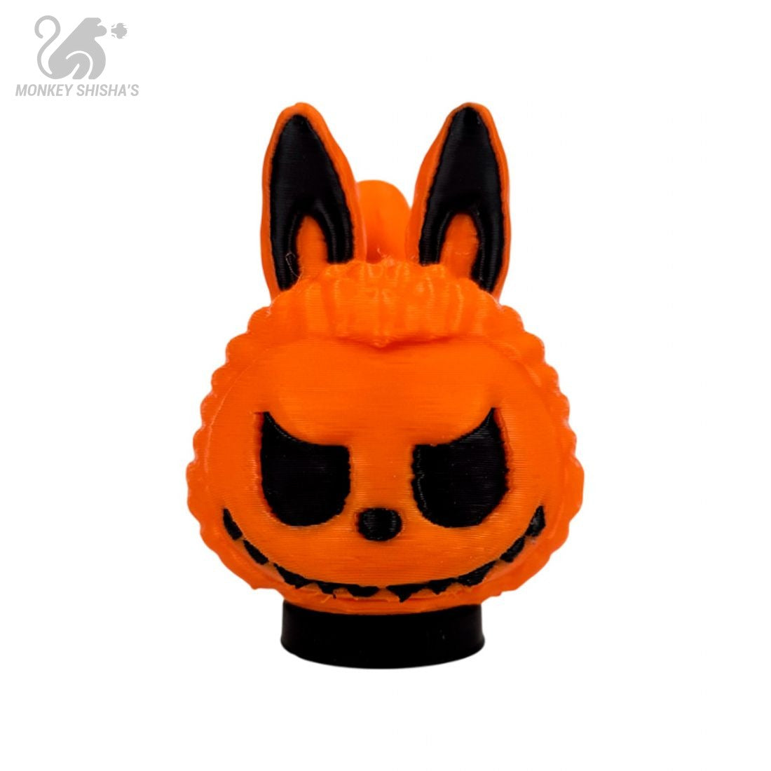 Boquilla 3D HC Halloween Pumpbubu: conejito naranja con orejas negras por dentro y cara de calabaza tallada con sonrisa dentada - Monkey Shisha's