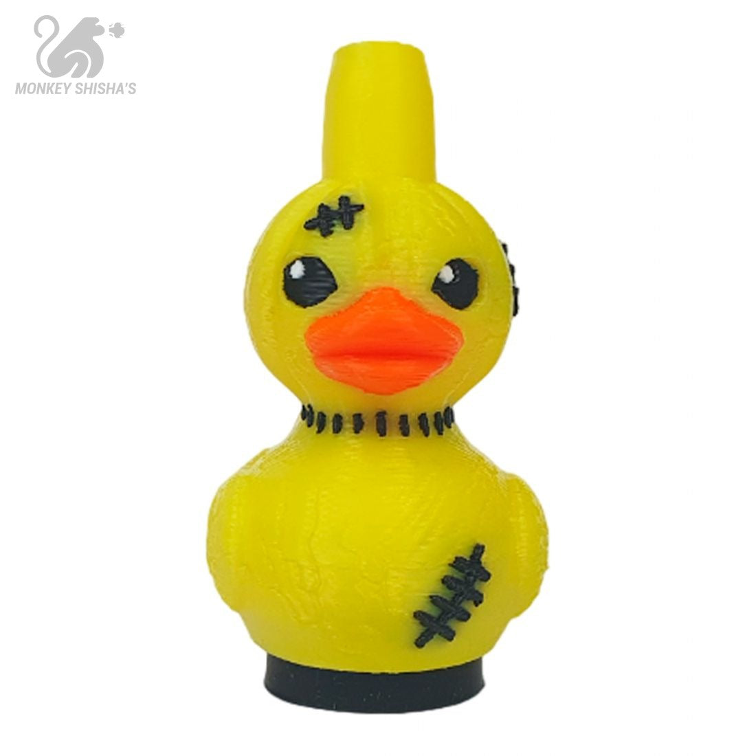 Boquilla 3D HC Halloween Zombie Duck: patito de goma amarillo con pico naranja y cicatrices cosidas en negro - Monkey Shisha's