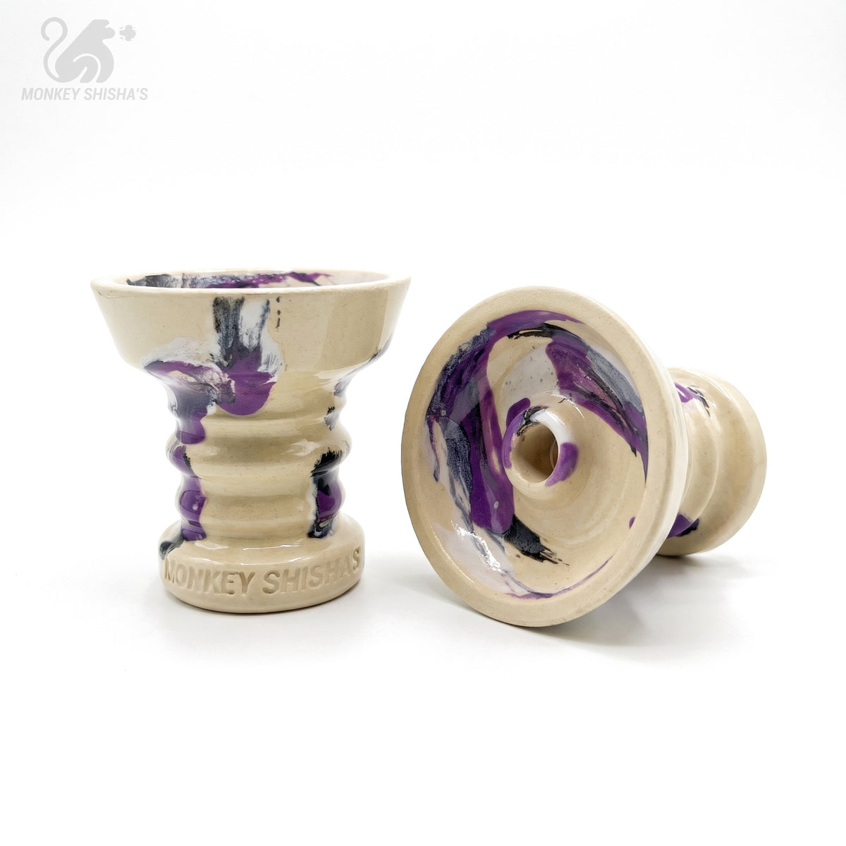 Cazoleta Fibo Brush Phunnel Gen 2 Violet Splash (lateral y boca) - Monkey Shisha's