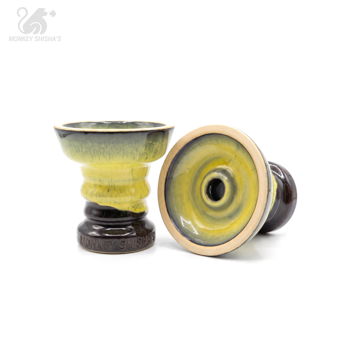 Cazoleta Fibo Dip Phunnel Acid Yellow (lateral y boca) - Monkey Shisha's
