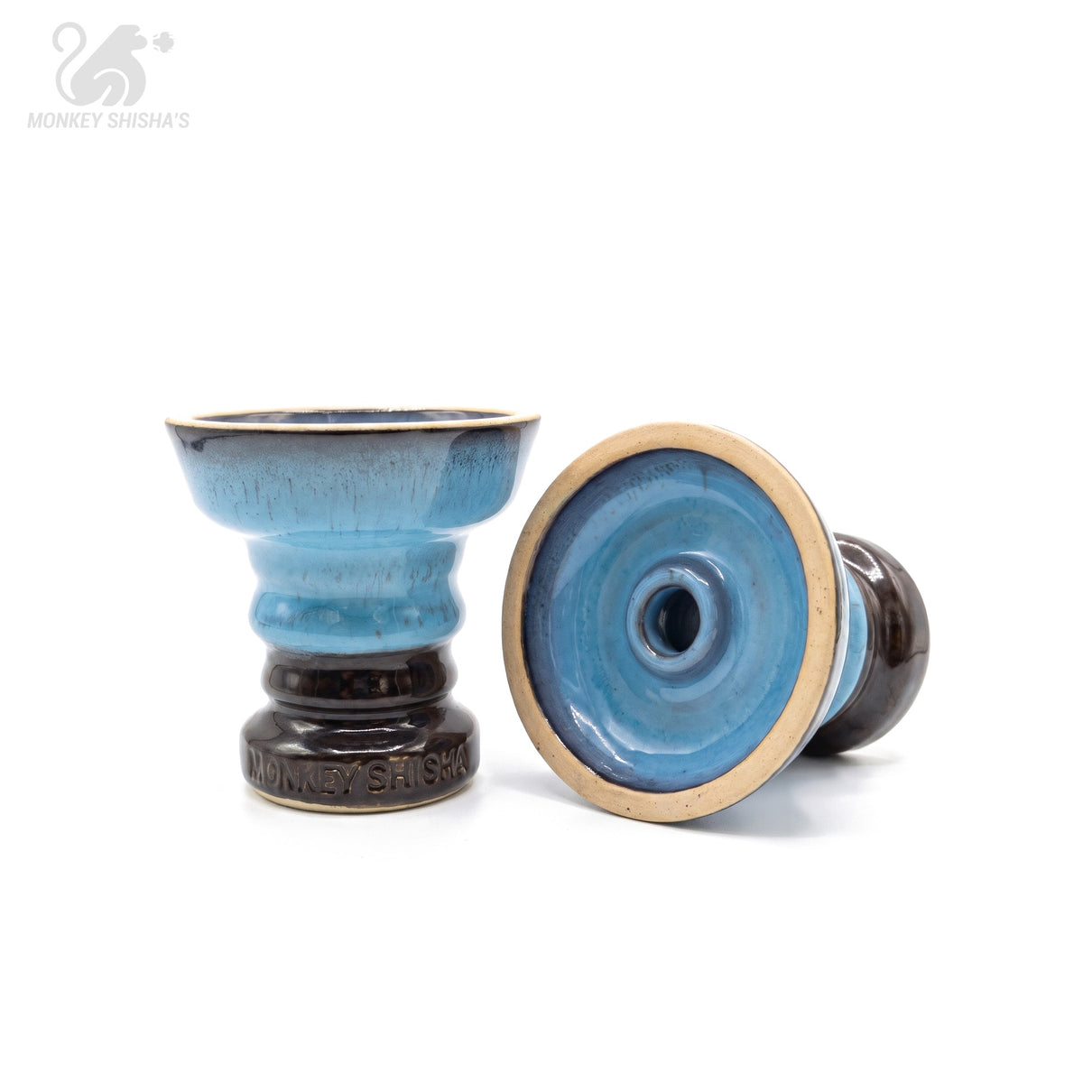 Cazoleta Fibo Dip Phunnel Blue Lagoon (lateral y boca) - Monkey Shisha's