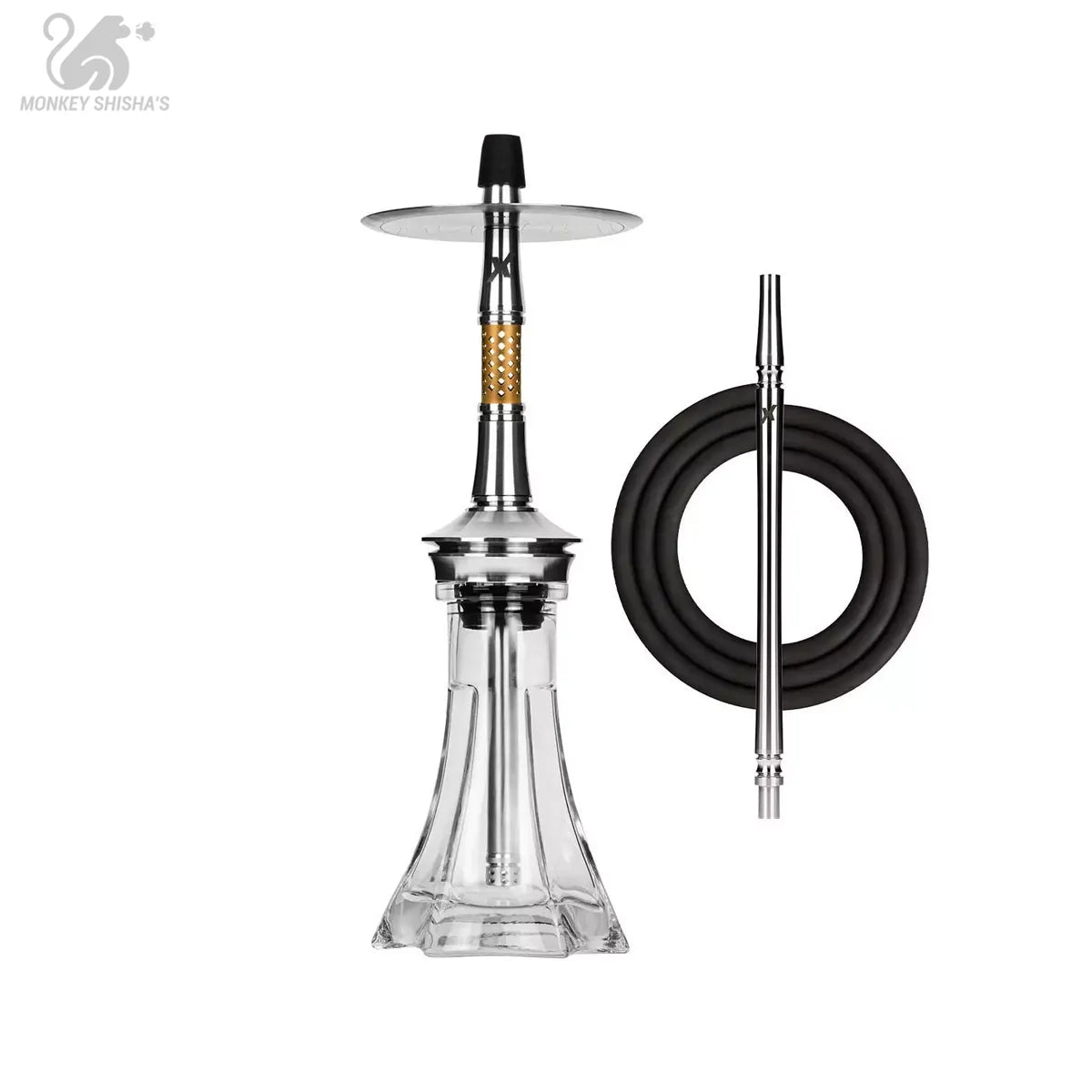 Cachimba Kvze Grid Mini de 45 cm en acero inoxidable y poliacetal - Monkey Shisha's