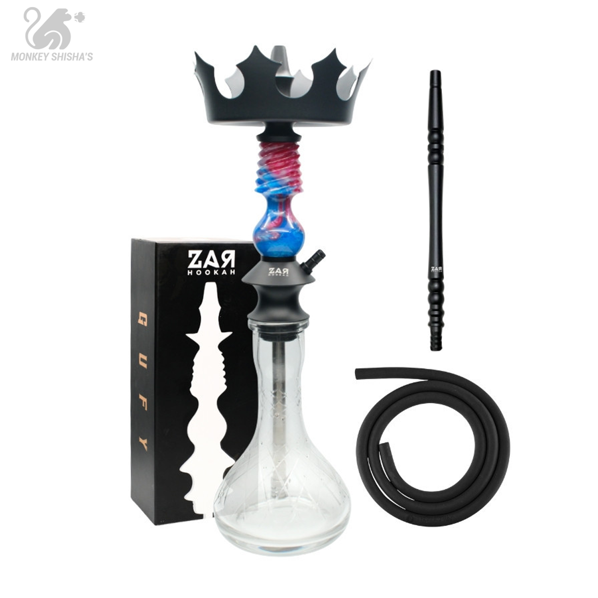 Cachimba Zar Hookah Gufy con mástil de resina y base de cristal tallado